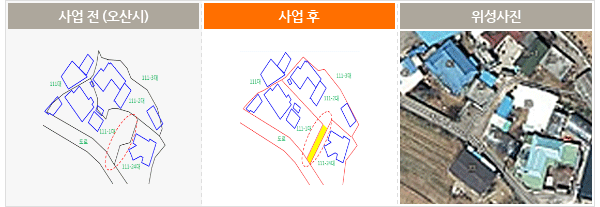 사업 전 (오산시) 사진, 사업 후 사진, 위성사진