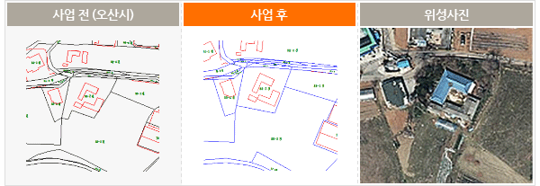 사업 전 (오산시) 사진, 사업 후 사진, 위성사진